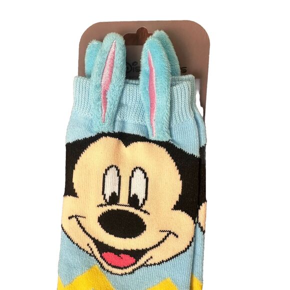 2- Disney Parks Socks Bunny Rabbit Ears Mickey Mouse Easter Egg Hunt Adult NWT‎ - Picture 1 of 7